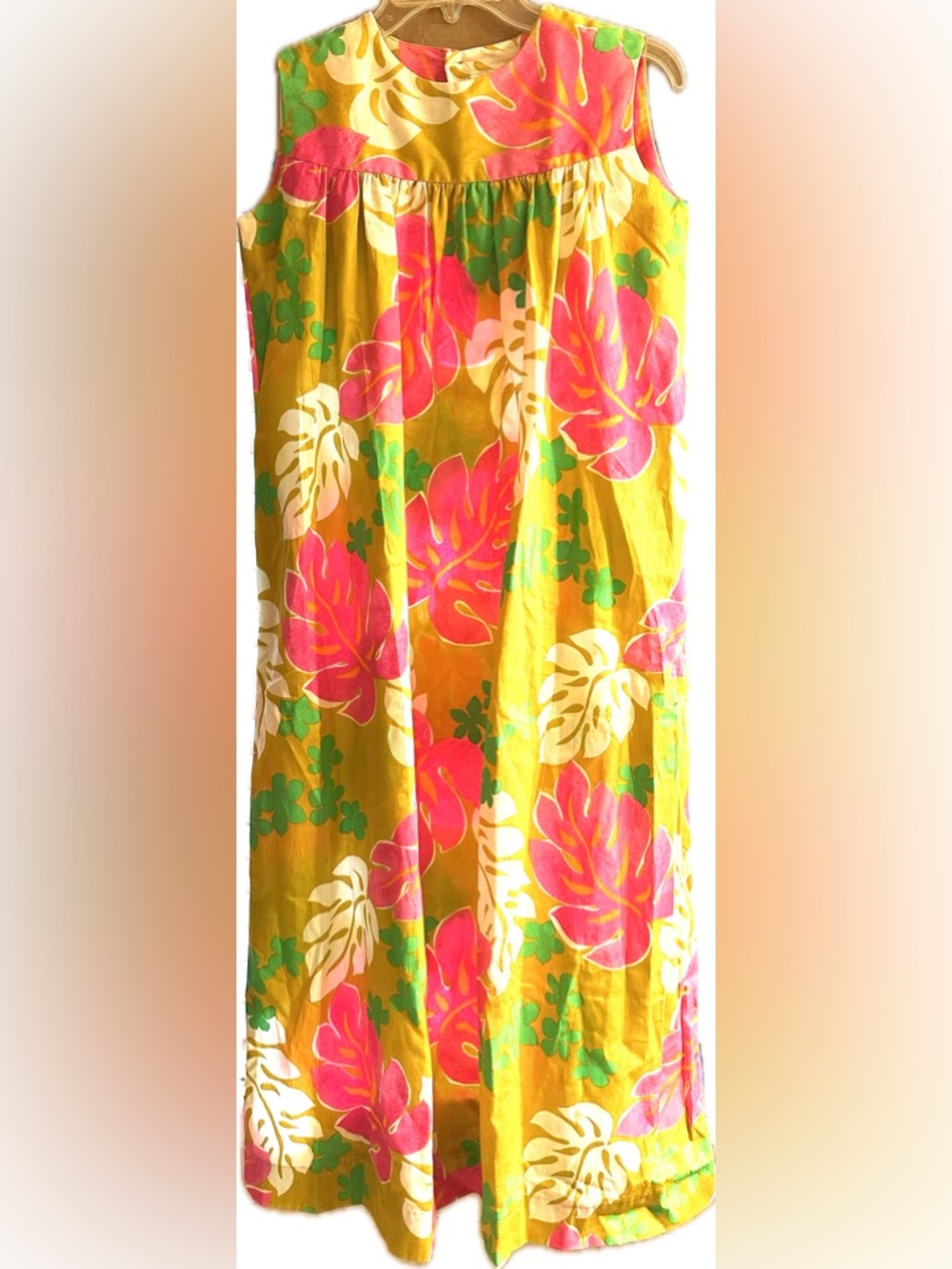 NWT NEW The Sample Shop Waikiki Hawaii Tropical Floral Muumuu Maxi Dress 60s 14